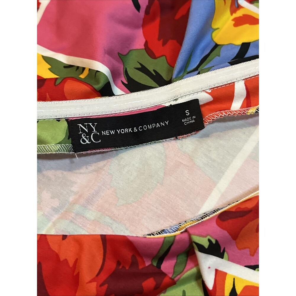 New York & Co Small Floral‎ One Shoulder Farm Rio vibes Beautiful Bright Colors - Picture 9 of 11